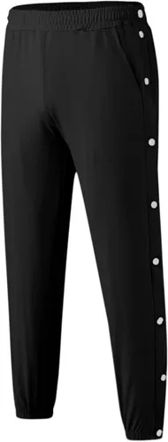 Vista 3 de Pantalones deportivos para hombre, con abertura lateral, con botones a presión, a rayas, pantalones deportivos casuales de entrenamiento