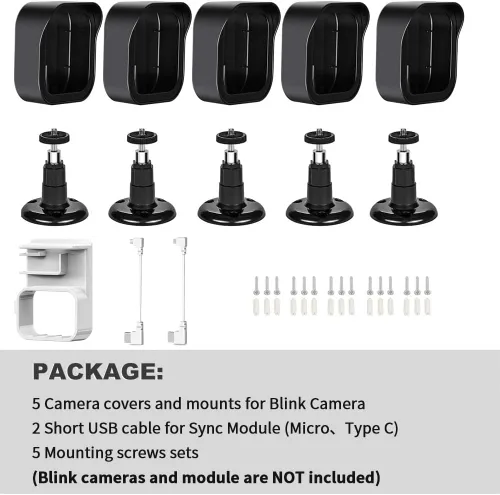 Vista 6 de Nuevo Blink - Soporte de pared para cámara para exteriores, montaje ajustable de 360° y carcasa protectora a prueba de clima con módulo Blink Sync