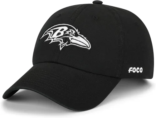 Vista 9 de FOCO NFL Gorras y Gorras Casuales para Hombres con Logotipo de Equipo de la NFL, Negro y Blanco