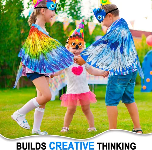 Vista 4 de IROLEHOME Disfraces de loro-águila-alas de pájaro para niños pequeños, diademas para niños y niñas, disfraz de fiesta para jugar, juguetes