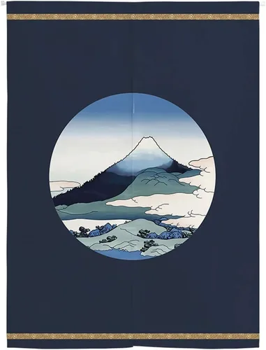 Vista 13 de Cortina japonesa Noren para puerta, tapiz Hokusai Ukiyoe, cortina de puerta de carpa, divisor de habitación, decoración de bistró, 33 x 35 pulgadas