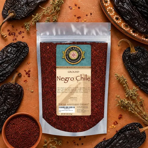 Vista 5 de Spice Appeal Polvo de Chile Ground Negro, sabor auténtico, bolsa de 4 onzas Bolsa resellable para topos, salsas y adobos complejos