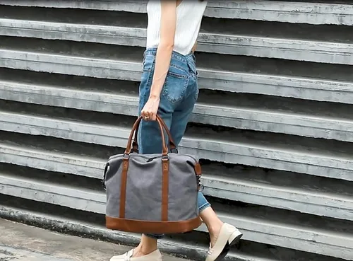 Vista 14 de BLUBOON Bolsas de viaje con cremallera, bolsa de lona para mujer, bolsa de fin de semana para mujer, bolsa de lona para llevar en la bolsa de lona
