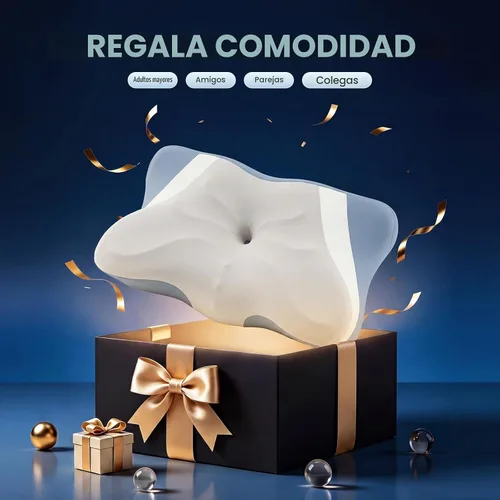 Vista 7 de OLIXIS Almohada cervical de contorno para aliviar el dolor de cuello, ergonómica de doble altura Gris y azul