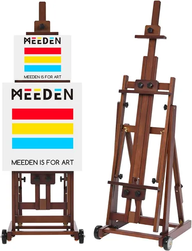 Vista 7 de MEEDEN Caballete versátil con marco en H de estudio – Caballete de estudio de madera de haya ajustable para todos los medios, soporte de caballete