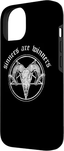 Vista 2 de Funda para iPhone 14 Occult Baphomet Tarot Card Satanic Devil Sinners are Winners