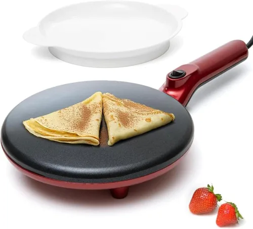 Vista 13 de Moss & Stone Máquina Eléctrica para Crepas – Sartén Portátil para Crepas de 8" Antiadherente con Plato de Inmersión, Apagado Automático, Interruptor