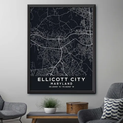 Vista 4 de Map of Ellicott City, Maryland, Evening (8x10)