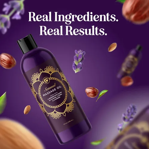 Vista 9 de Aceite natural hipoalergénico para terapia en la piel, masaje sensual con aceite puro de lavanda para hombres y mujeres, 8 onzas