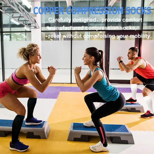Vista 6 de Calcetines de compresión graduada, de cobre, para mejorar la circulación en hombres y mujeres, 8 pares de 15-20 mmHg, para correr, atletismo