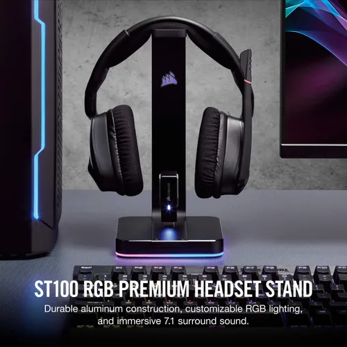 Vista 2 de Corsair Gaming ST100 RGB soporte de auriculares prémium con sonido envolvente 7.1