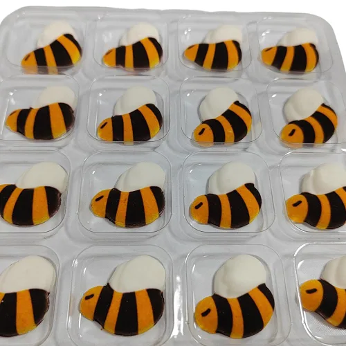 Vista 3 de Decoraciones Comestibles de Caramelo 3D de Abeja para Pasteles, Chispas de Azúcar de Postre para Decoración de Pasteles, Galletas, DIY, Topper