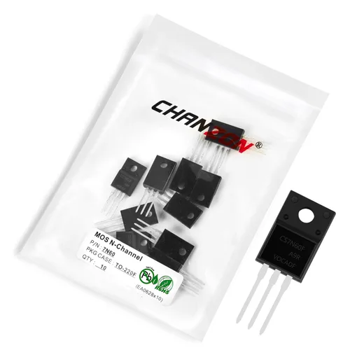 Vista 109 de Chanzon 2N60 TO-220AB NMOS MOS N-Channel Power MOSFET Transistor, alto voltaje y corriente nominal, (paquete de 10 unidades)