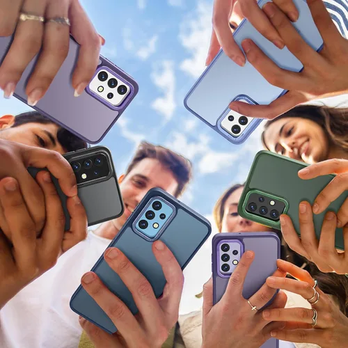 Vista 3 de Rayboen Funda para Samsung Galaxy A32 5G, translúcida esmerilada, tacto antiarañazos, parte trasera de policarbonato duro, borde de silicona suave