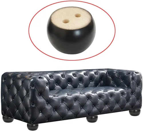 Vista 4 de Patas redondas de madera para muebles de sofá de 2 pulgadas, patas redondas negras de 2 pulgadas de alto, reemplazo para sofá/sofá/otomana/sofá