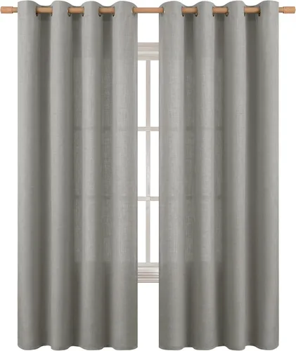 Vista 216 de BGment Cortinas de Lino Beige de 63 Pulgadas de Largo 2 Paneles - Tratamientos para Ventanas con Textura de Arpillera Filtrantes de Luz Cortinas B