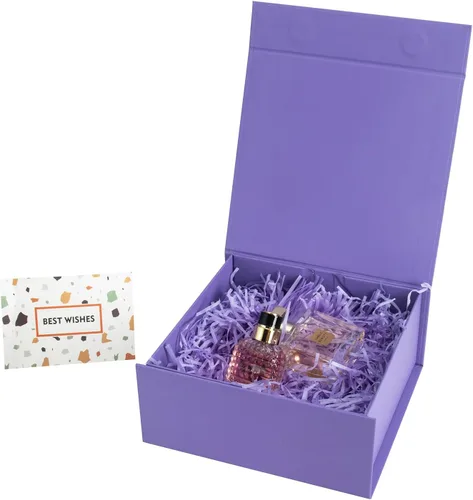Vista 15 de CHARMGIFTBOX Cajas de regalo con tapas, 7.4 x 7.0 x 3.2 pulgadas, pequeña caja de regalo magnética azul Auqa con tarjeta, pequeñas cajas plegables