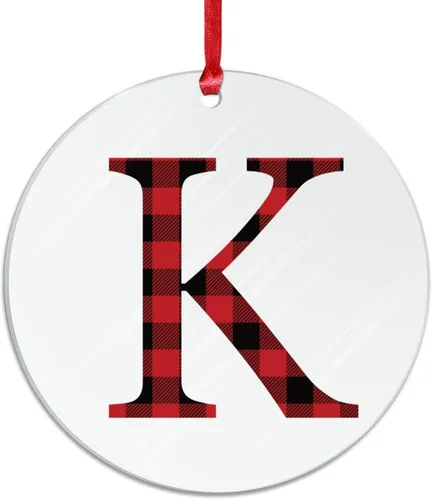Vista 2 de Monograma personalizado con letra K inicial para árbol de Navidad, adorno colgante de invierno, Navidad, vacaciones, Navidad, decoraciones