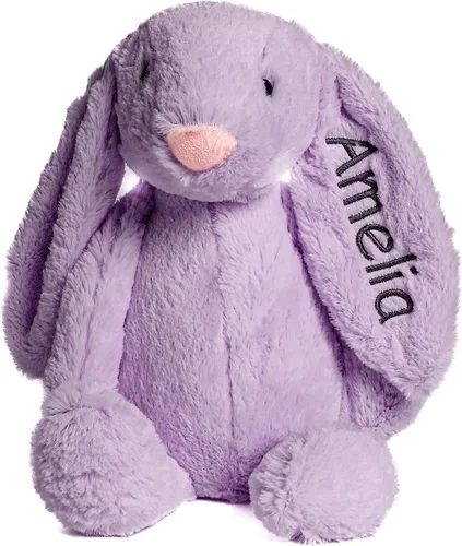 Vista 15 de Conejo de peluche súper suave personalizado - Juguetes de animal de peluche para niños - Regalo personalizado con nombre bordado en la oreja