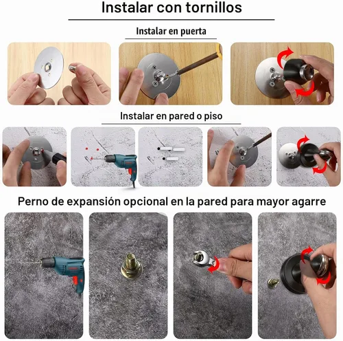 Vista 5 de Sumnacon Tope magnético para puerta, soporte de tope de puerta de acero inoxidable resistente viene con 4 piezas de cinta adhesiva de doble cara 3M
