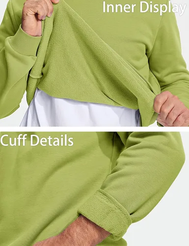 Vista 16 de MAGCOMSEN Sudadera de cuello redondo para hombre de manga larga casual cálida de forro polar