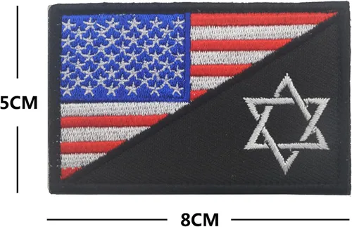 Vista 2 de Parches bordados de la bandera de Estados Unidos e Israel – Israel Jewish Star of David Flags Tactical Militar Moral Emblema Brazalete Insignias