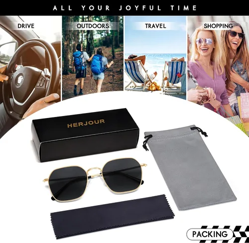Vista 5 de Allarallvr Gafas de sol cuadradas retro polarizadas de moda para mujeres y hombres gafas de sol de moda AR81036