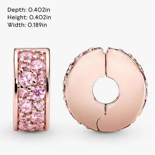 Vista 5 de PANDORA Joyería rosa brillante con clip de elegancia de circonita cúbica en rosa Metal Silicona Circonita cúbica
