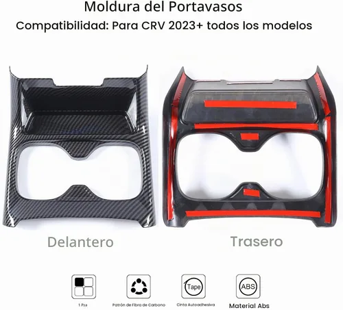 Vista 2 de para Honda CRV 2023 2024 2025 Panel Protector de Portavasos de Consola Central, Accesorios de Interior de Fibra de Carbono con Grano Deportivo