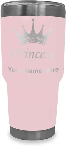 Vista 23 de LaserGram Vaso aislado al vacío de 20 onzas, corona de princesa, grabado personalizado incluido (negro)