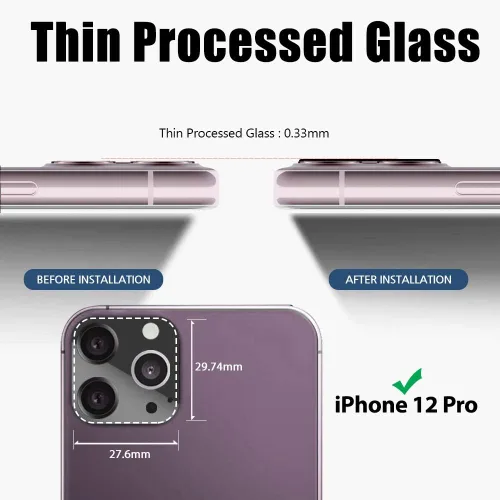 Vista 4 de DOME GLASS EZ - Protector de cámara para iPhone 12 Pro (6.1 pulgadas) de Whitestone [instalación con un toque] protector de lente de cámara