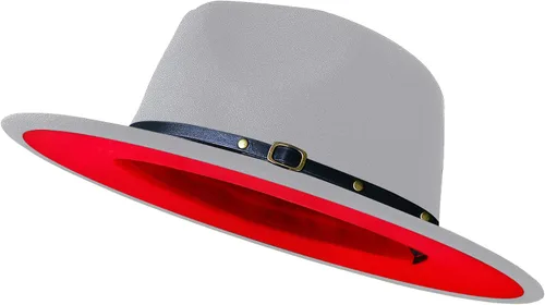 Vista 9 de Sombreros de ala ancha tipo Fedora para mujeres y hombres, sombrero de vestir de dos tonos, sombrero de fieltro tipo Panamá en dos tallas para Negro