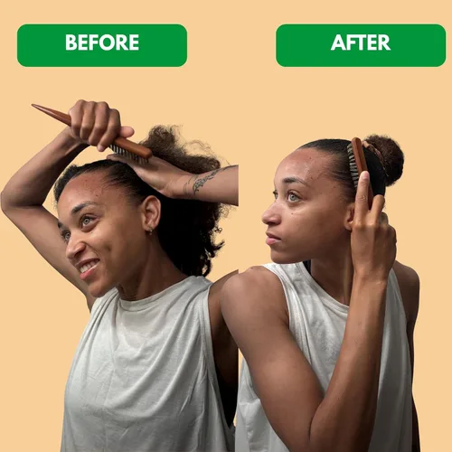 Vista 4 de GranNaturals Cepillo de pelo de cerdas duras para mujer, peine rígido y liso con cola de rata para seccionar el cabello, utilizado para control