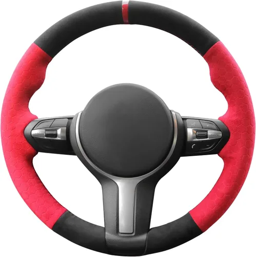 Vista 37 de MEWANT - Funda para volante de automóvil cosida a mano de Athsuede para BMW F87 M2 F80 M3 F82 M4 M5 F12 F13 M6 F85 X2 X5 M F86 X6 M F33 F30 M