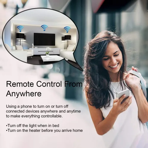 Vista 5 de XODO WP3 Smart WiFi Plug – Control remoto inalámbrico por aplicación compatible con Alexa y Google Home Assistant 2.4 GHz red solamente – Control