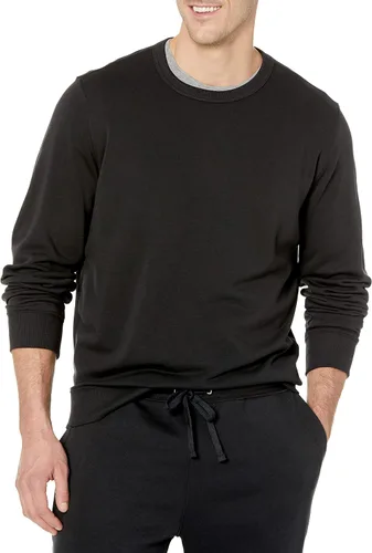 Vista 5 de Tienda Essentials Sudadera ligera de manga larga de rizo francés con cuello redondo para hombre (disponible en tallas grandes y altas)