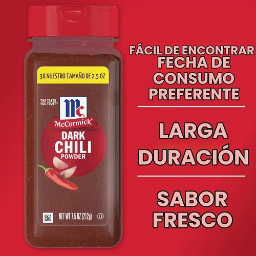 Vista 2 de McCormick Chile oscuro en polvo, 7.5 onzas