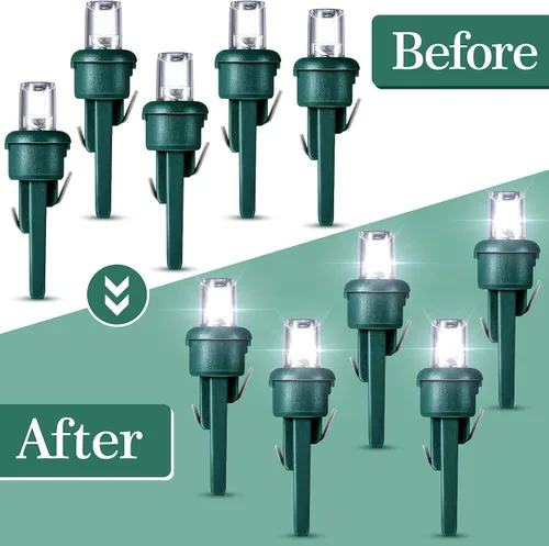 Vista 5 de Honoson 48 bombillas LED de invierno de 0.197 pulgadas de repuesto, gran angular, bombillas LED de invierno, cadena de repuesto, guirnalda de luces