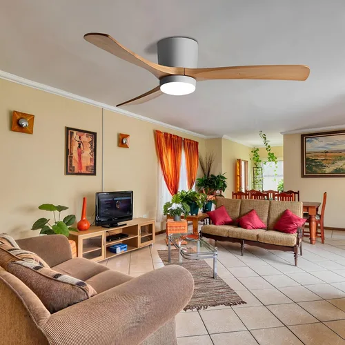 Vista 8 de Ventilador de techo gris de 36 pulgadas con luz, montaje empotrado para dormitorio y sala de estar
