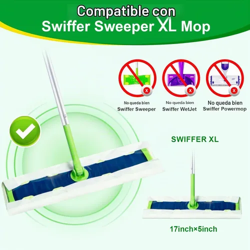 Vista 2 de 40 paños de barrido en seco XL resistentes para trapeador Swiffer Sweeper 40 unidades blanco