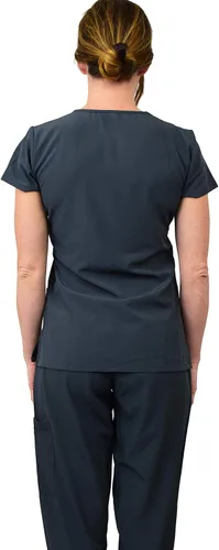 Vista 3 de Green Town Women's Jogger Scrub Set Medical Nursing GT 4FLEX Top and Pant Solid Colors and Prints