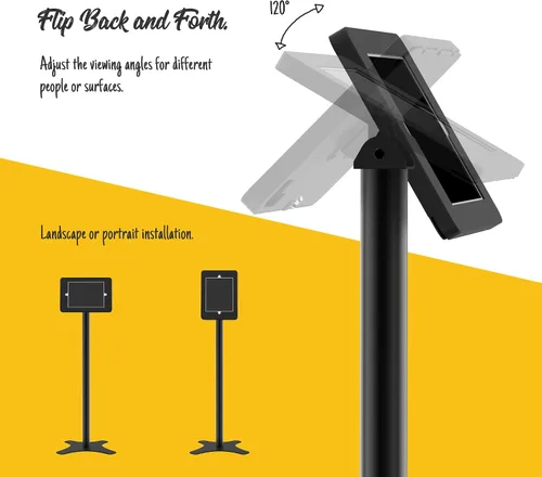 Vista 4 de Soporte de piso para tableta compatible con iPad 7 8 9 de 10.2 pulgadas, rotación de metal con cerradura para tableta+poste de aluminio+base