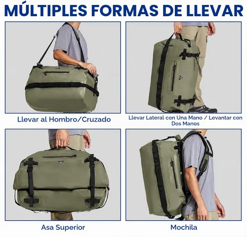 Vista 6 de Haimont Mochila Duffel Grande Impermeable con Parte Superior Enrollable, Bolsa Duffel Seca de Servicio Pesado para Navegación, Viajes, Camping