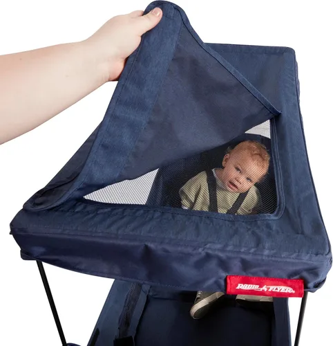 Vista 15 de Radio Flyer Atlas Stroll 'N Wagon, azul marino, para mayores de 1 año, versatilidad de empuje o tracción 3 en 1, plegable con una sola mano, toldo