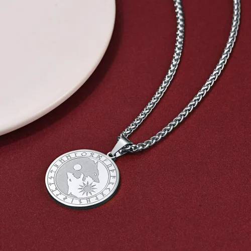 Vista 9 de FaithHeart Collar con colgante de lobo vikingo nórdico para hombres y mujeres, acero inoxidable, chapado en oro de 18 quilates, joyería con embalaje