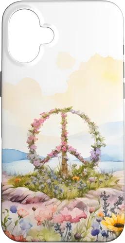 Vista 23 de Floral Peace Sign Watercolor Case for iPhone 17