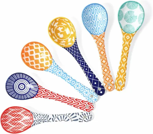 Vista 8 de Selamica cucharas de café de cerámica, cucharaditas de 5.2 pulgadas, juego de cucharas pequeñas para espresso, té, postre, agitación, aptas