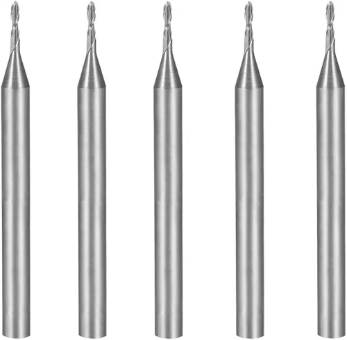 Vista 7 de uxcell 5 unids 1/8 "vástago 0.059 in x 0.236 in carburo End Mill CNC Router Bits 2 Flauta Fresa Bit para acrílico PVC MDF Madera