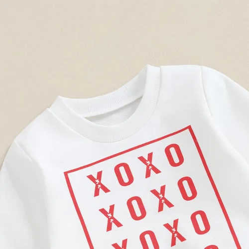 Vista 4 de GuliriFei Conjunto de sudadera con cuello redondo para el día de San Valentín para bebé niño