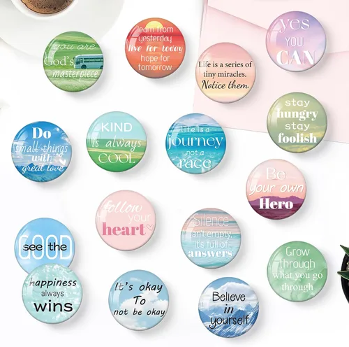 Vista 5 de MORCART 16 piezas de imanes inspiradores para nevera, imanes decorativos con citas motivacionales para casillero, pizarra blanca, gabinete, oficina